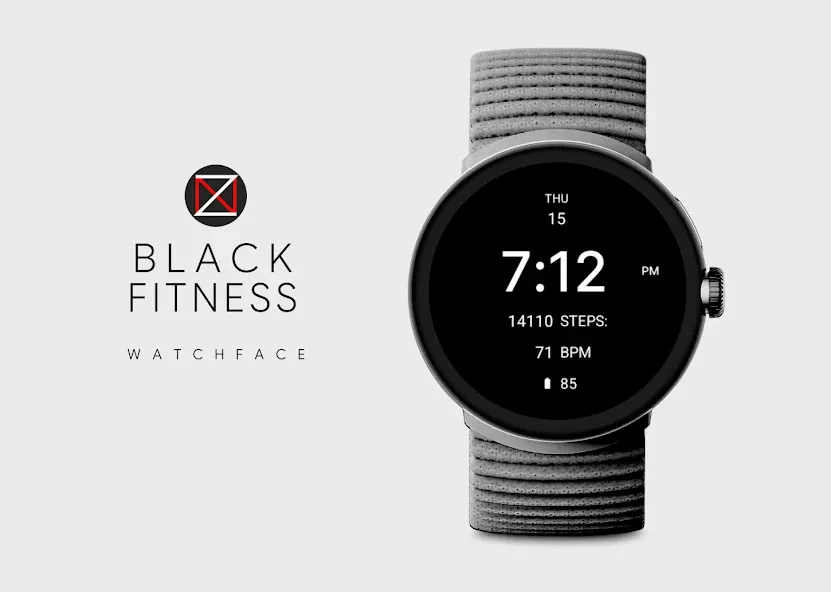Black Fitness Watch Face screenshot 1