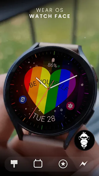 Rainbow Love analog watch face screenshot 1