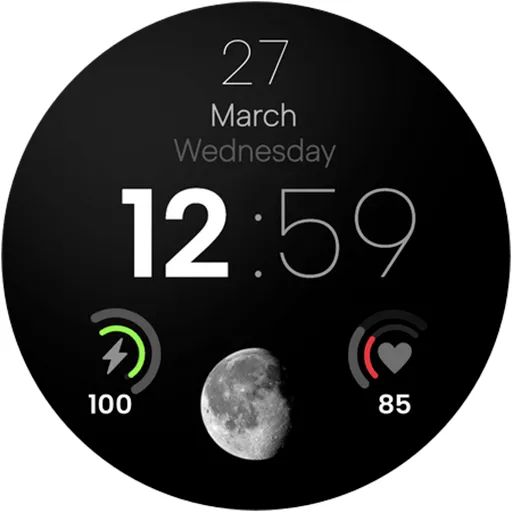 Minimal Watch Face Black Moon screenshot 19