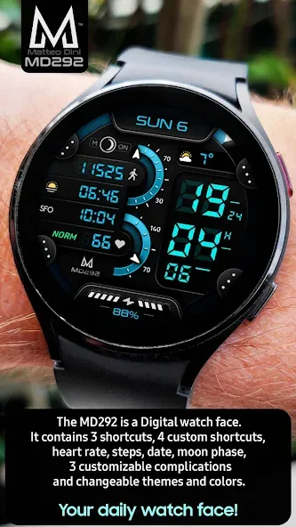MD292 Digital watch face screenshot 2