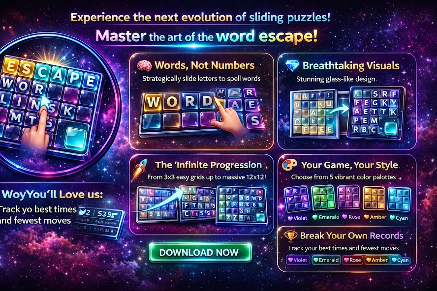 Sliding Words Escape Offline screenshot 1