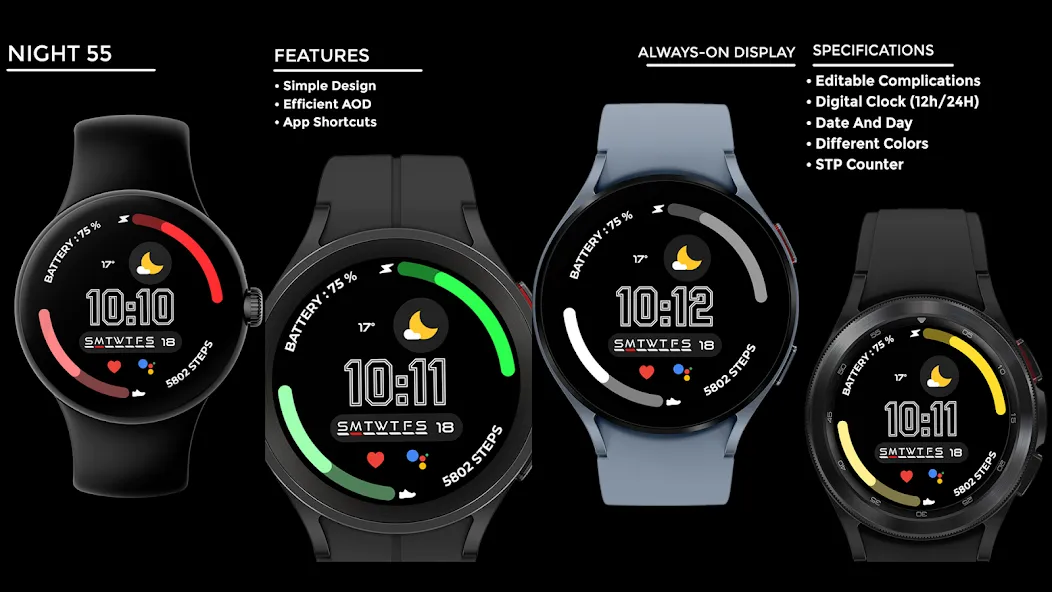 Night 55 - watch face screenshot 15