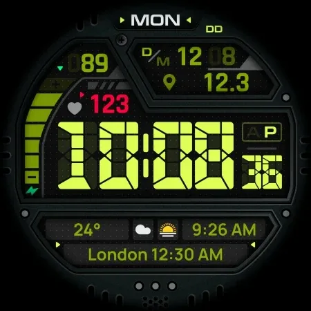 SH058 Watch Face, WearOS watch screenshot 12