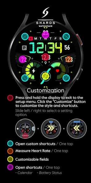 SH007 Watch Face, WearOS watch screenshot 7