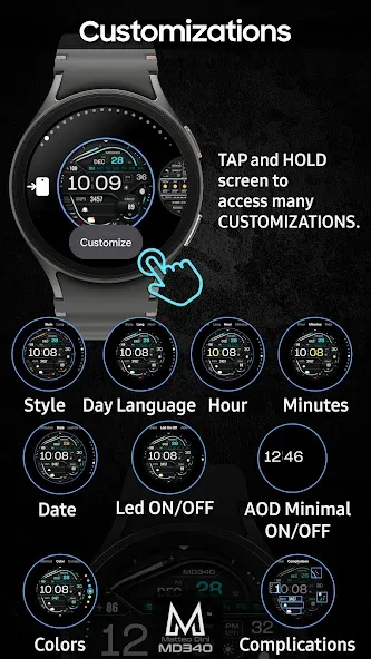 MD340 Digital watch face screenshot 8