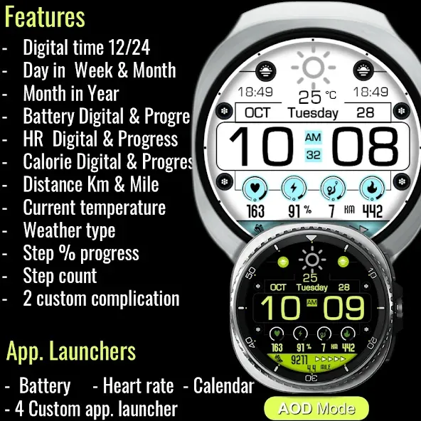 Bright White Digital Face EC68 screenshot 7