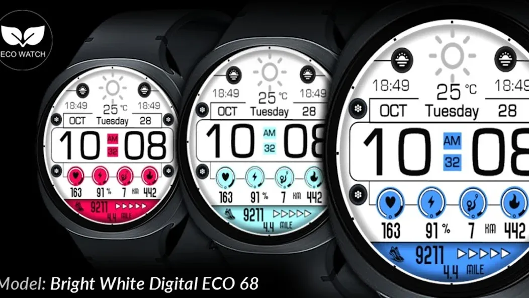 Bright White Digital Face EC68 screenshot 15
