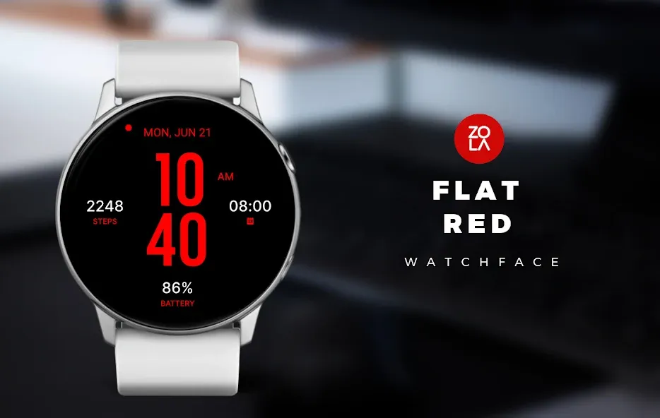 Flat Red Watch Face screenshot 1