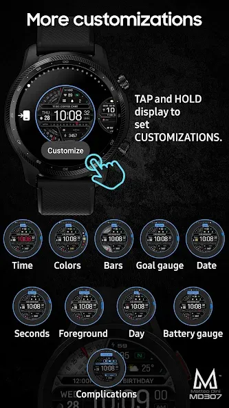 MD307 Digital watch face screenshot 7