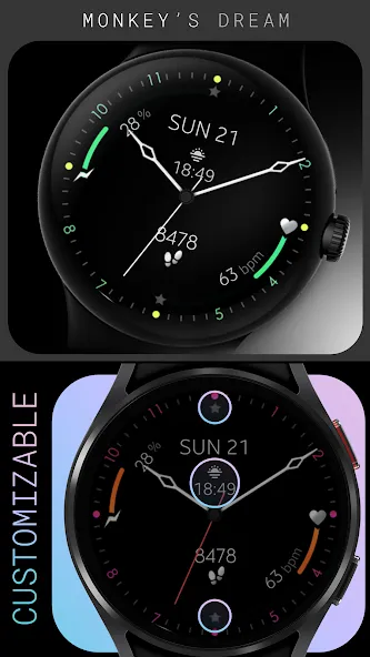 Minimal Black v18 Watch Face screenshot 3