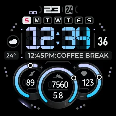 SH040 Watch Face, WearOS watch screenshot 12