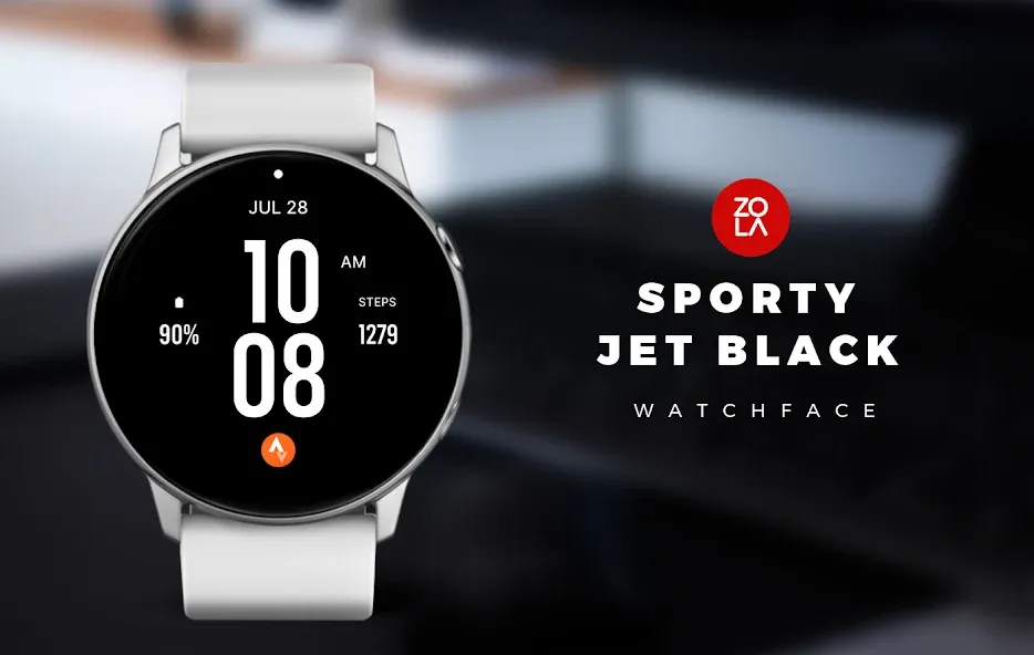Sporty Jet Black Watch Face screenshot 1