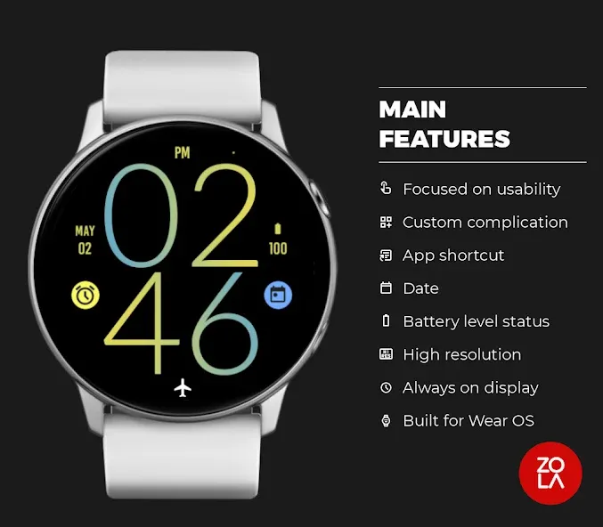 Blue Yellow Light Watch Face screenshot 2
