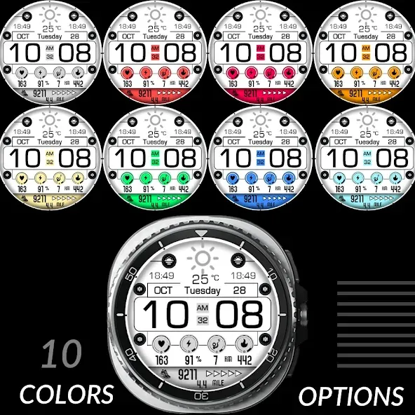 Bright White Digital Face EC68 screenshot 4