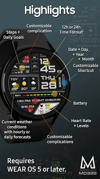 MD339 Digital watch face screenshot 8
