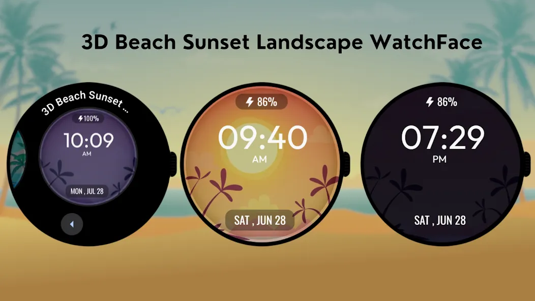 3D Beach Sunset LandscapeWatch screenshot 3