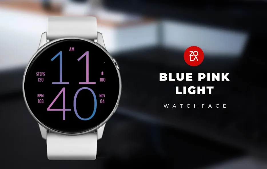 Blue Pink Light Watch Face screenshot 1