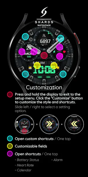 SH104 Watch Face, WearOS watch screenshot 7