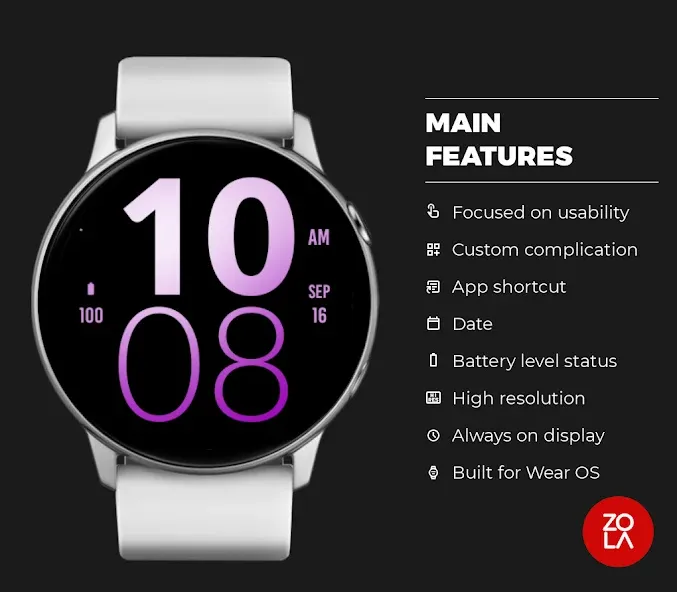 Soft Purple Large Watch Face screenshot 2