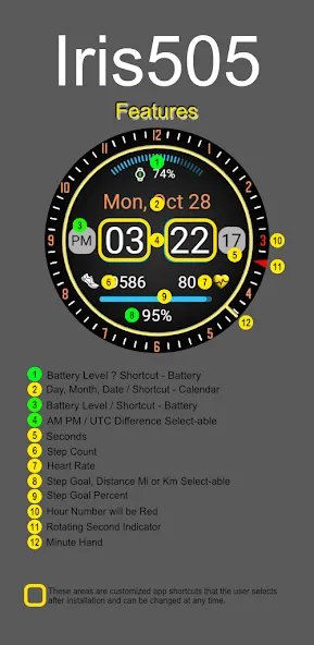 Iris505 Digital Watch Face screenshot 2