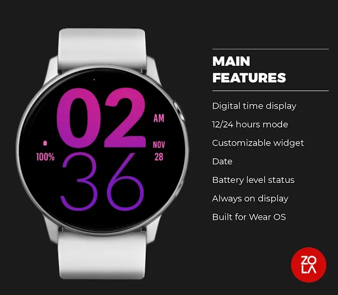 Pink Purple Large Watch Face screenshot 2