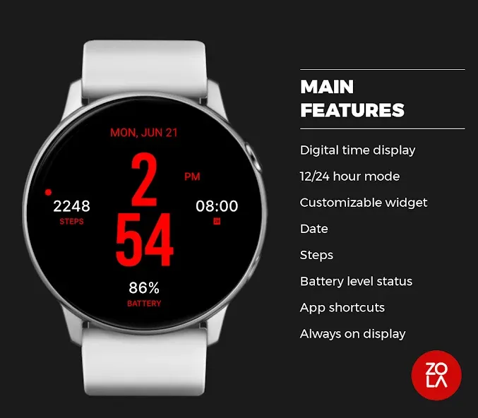 Flat Red Watch Face screenshot 2