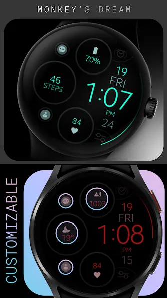 Digital Black v2 watch face screenshot 2