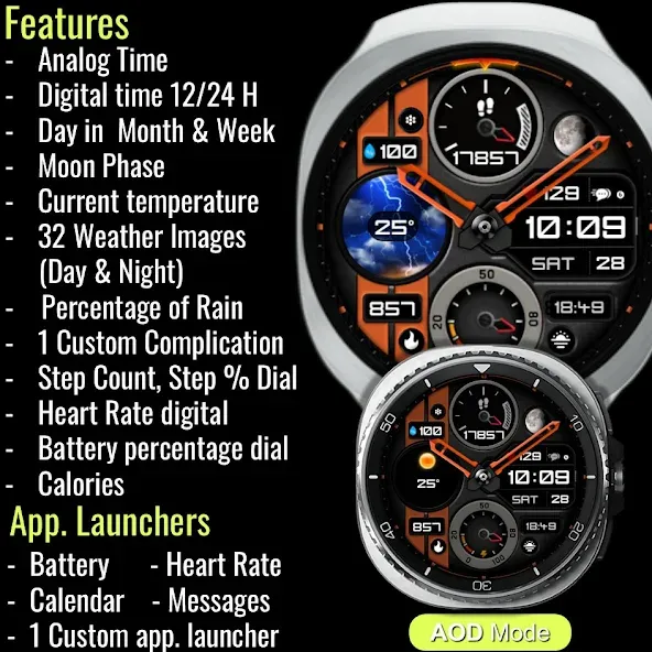 Weather Hybrid Watch Face A6 screenshot 8