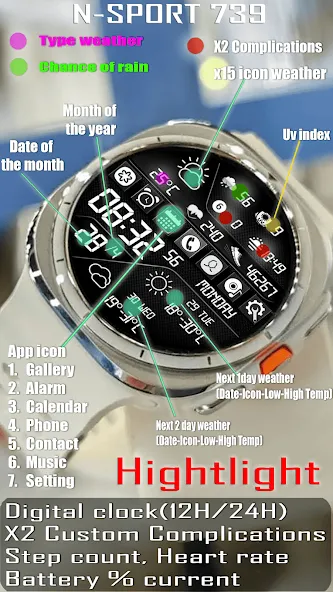 N-SPORT739 Digital Watch Face screenshot 4