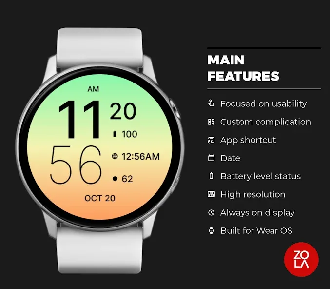 Simply Orange Green Watch Face screenshot 2