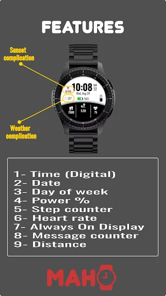 MAHO005 Wear OS Watch Face screenshot 2