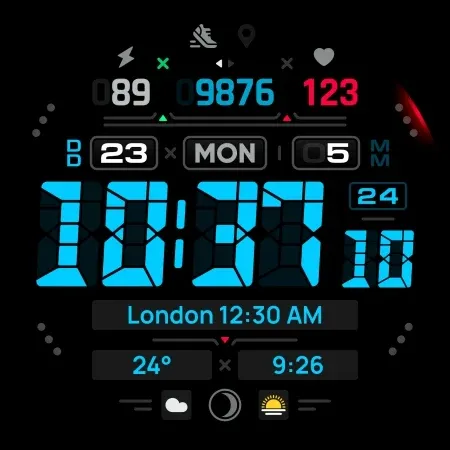 SH057 Watch Face, WearOS watch screenshot 13