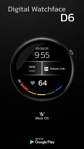 Digital Watchface D6 screenshot 1
