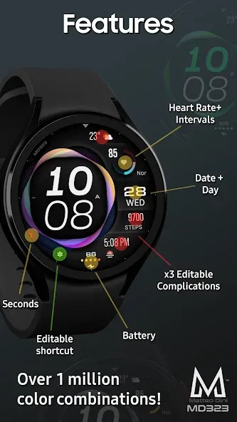 MD323 Modern Digital WatchFace screenshot 4
