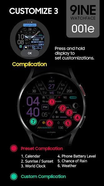 9INE 001e: Hybrid watch face screenshot 5