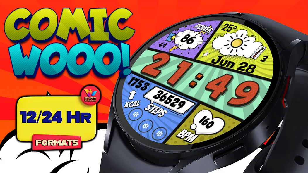 Comic Wooo Digital Watch Face screenshot 3
