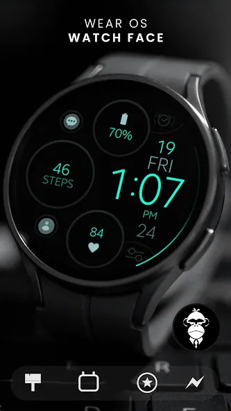 Digital Black v2 watch face screenshot 1