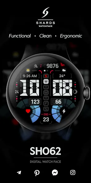 SH062 Watch Face, WearOS watch screenshot 1