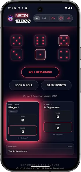 Offline 10000 Dice Neon Farkle screenshot 2