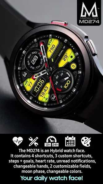 MD274 Analog watch face screenshot 2