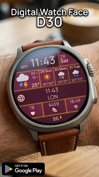 Digital watch face D30 screenshot 8