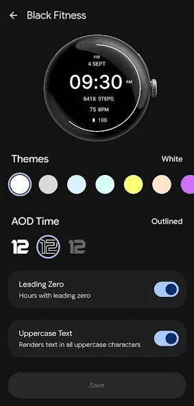 Black Fitness Watch Face screenshot 4