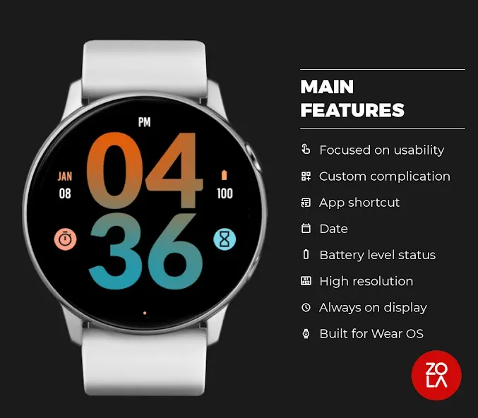 Big Orange Blue Watch Face screenshot 2