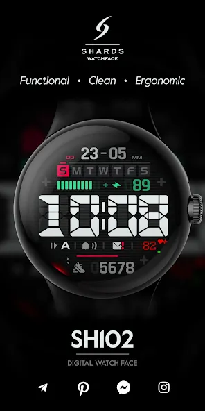 SH102 Watch Face, WearOS watch screenshot 1