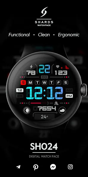SH024 Watch Face, WearOS watch screenshot 1