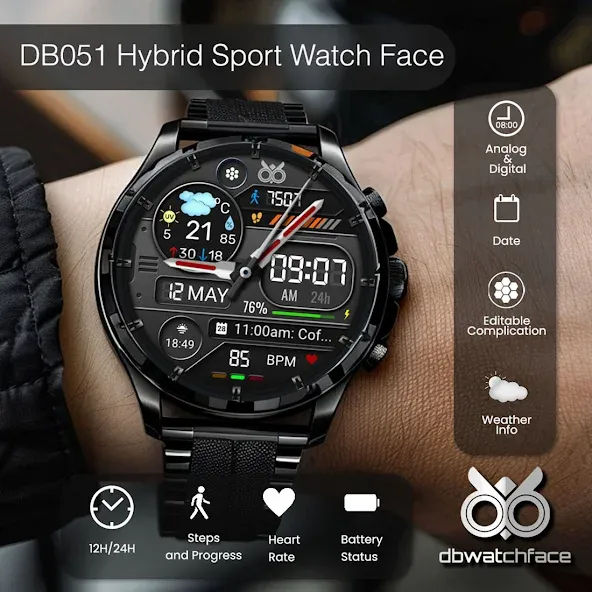 DB051 Hybrid Sport Watch Face screenshot 1