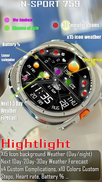 N-SPORT759 weatherDigital Face screenshot 2