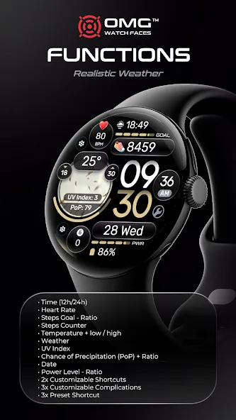 Weather Watch Face - OMG 373 screenshot 3