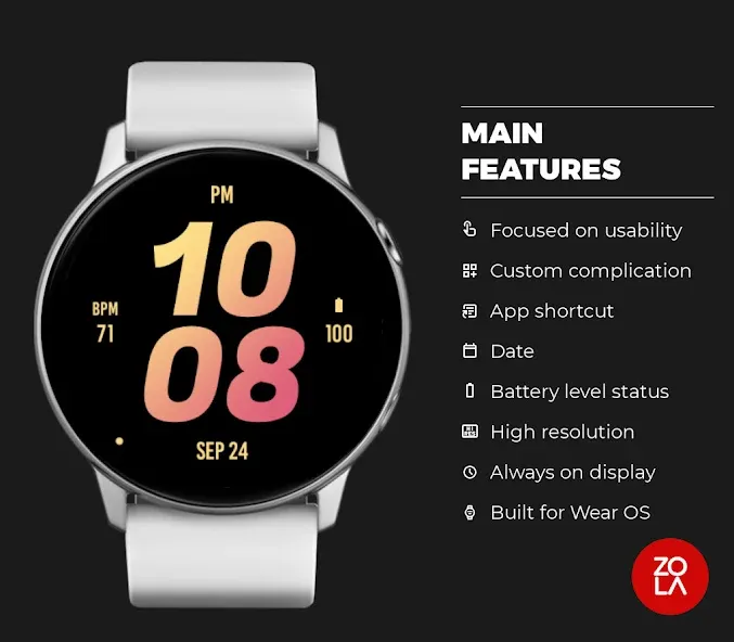 Peach Bold Watch Face screenshot 2