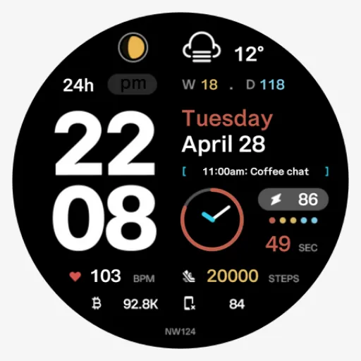 NW124: Digital watch face screenshot 10